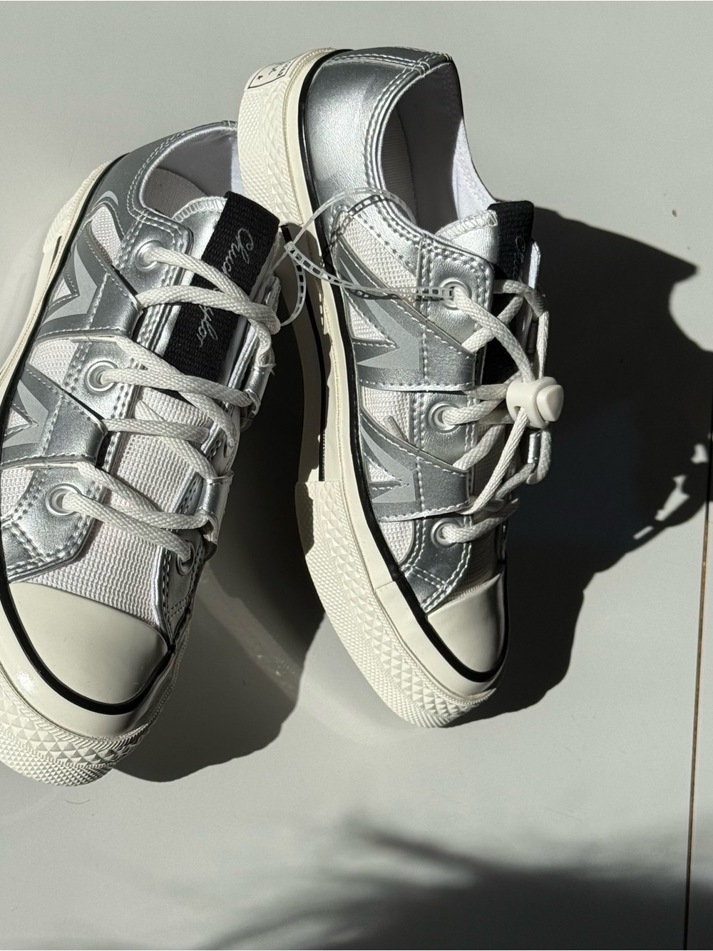 Converse Chuck 70 Low "Metallic Pack" Silver White Sneakers - Style A15188 6.5 - Picture 16 of 16